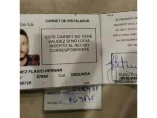 Plomero gasista matriculado mat 67860